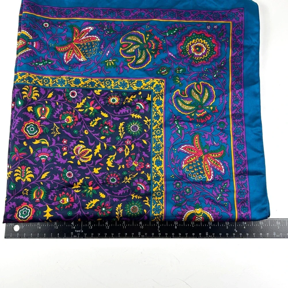 Vintage Floral Scarf Womens OS Teal Purple 